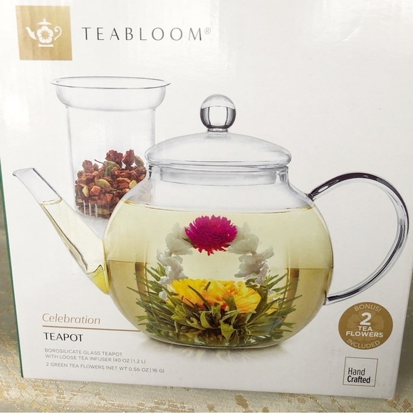 Teabloom Celebrating Glass Teapot with Tea Glass infuser - Picture 2 of 5